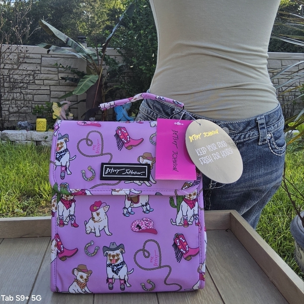 NWT BETSEY JOHNSON HOWDY PUPS FLAP TOP INSULATED LUNCH TOTE